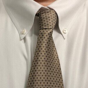MASOTTI Tie/Necktie * Silk * Olive Medallions on Cream Base [57.5" x 3.75”]